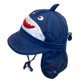 Calikids Sun Hat UV Flap Navy Shark