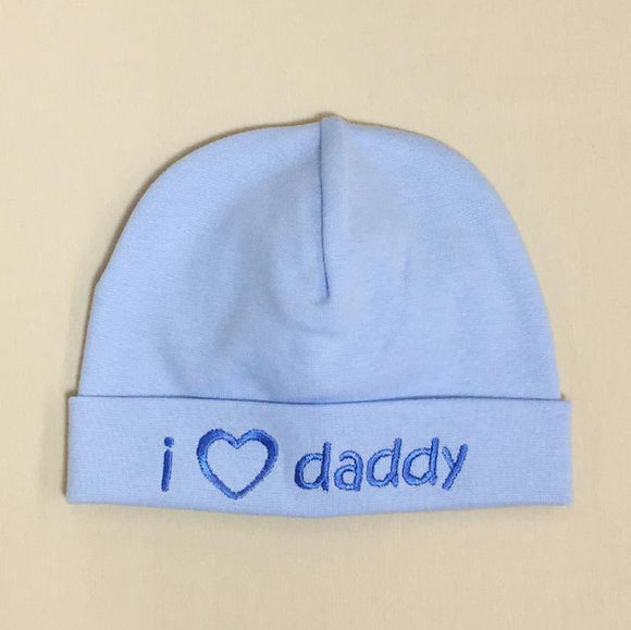 Itty Bitty FINAL SALE Baby Hat I Love Daddy Blue