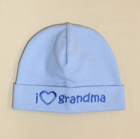 Itty Bitty Baby Hat I Love Grandma Blue