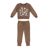 L'oved Baby FINAL SALE Printed Fleece Sweatshirt & Jogger Set Umber Mushroom Kids'