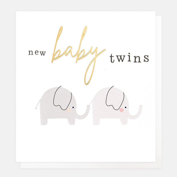 Baby Card Twins Elephants