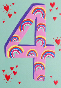 Birthday Card 4yr Rainbows