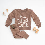 L'oved Baby Printed Fleece Sweatshirt & Jogger Set Umber Mushroom Kids'