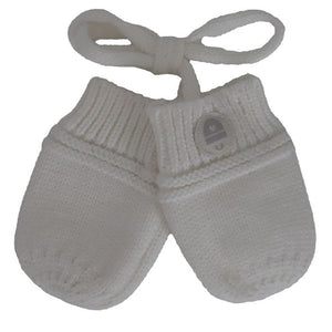 Calikids W2276 Knit Baby Mitten w/cord NEWBORN Cream