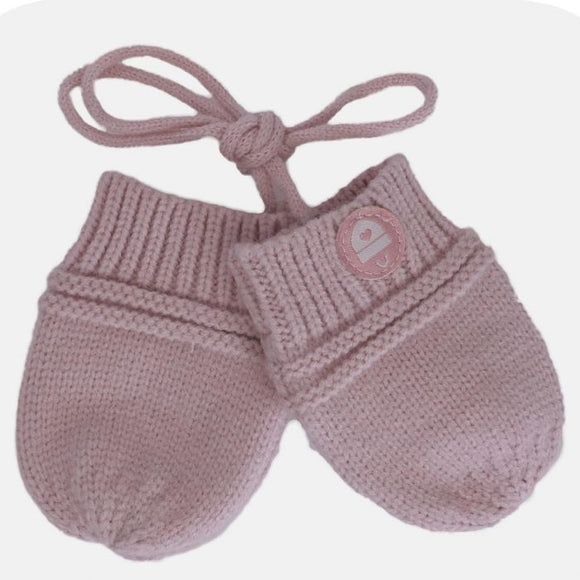 Calikids W2276 Knit Baby Mitten w/cord NEWBORN Rose