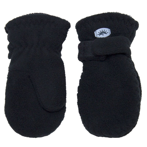 Calikids W1886 Fleece Mitten With Velcro - Black
